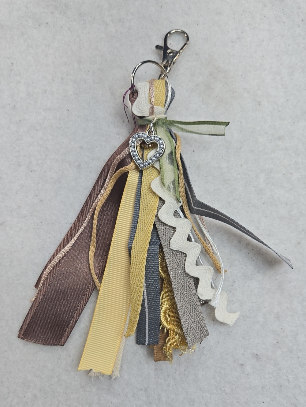 Handmade Multicolor Ribbon Tassel Keychain with Heart Charm